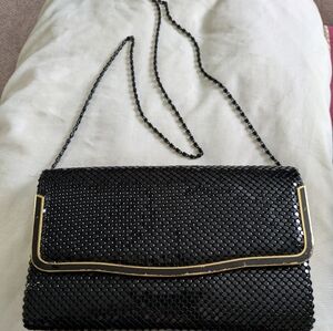 Chic Black Beaded Clutch with Gold Accents